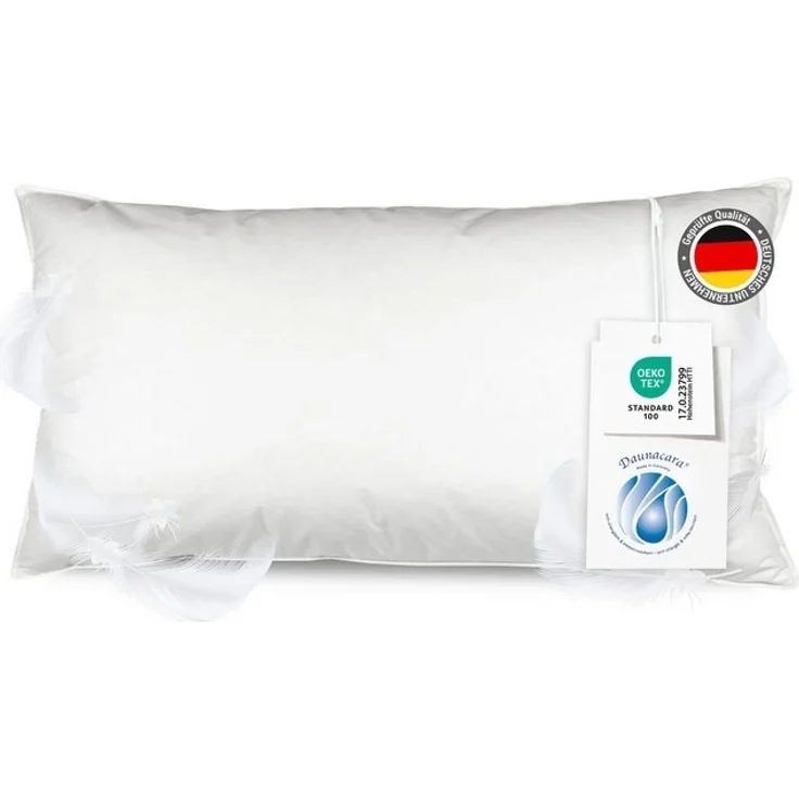 ZOLLNER Kopfkissen, Füllung: 100% Federn, Bauch-, Seiten-, Rückenschläfer, 80x80 cm, 100% Federn, vom Hotelwäschespezialisten – Bild 4