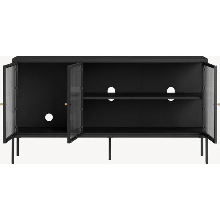 Vitrinen-Sideboard Vinterhavn Stahl 3-türig 80x150x40 cm Schwarz [en. casa] – Bild 7