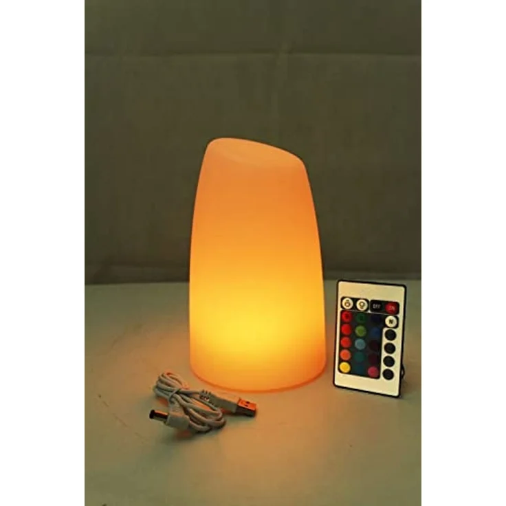 Arnusa LED Tischleuchte PL201 Akkulampe mit USB Aufladekabel RGB Fernbedienung, USB-Ladefunktion, LED fest integriert, 16 Leuchtfarben und 4 Farbwechselprogramme per Fernbedienung einstellbar, 12x20 cm dimmbar – Bild 6