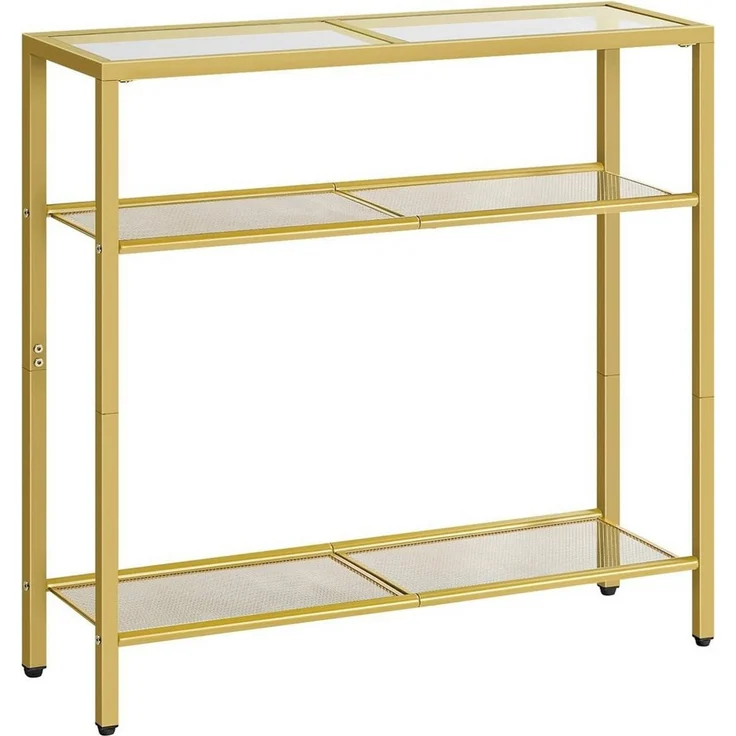 Hoobro Konsolentisch (Gold, schmaler Beistelltisch mit 3 Ebenen), Glas & Metall, Flurtisch, 75 cm – Bild 5