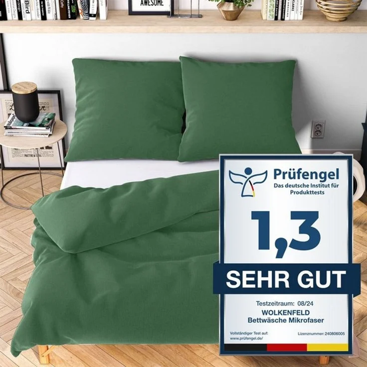 Wolkenfeld Bettwäsche Allergiker Bettwäsche, unfassbar weich, Microfaser, 2 teilig, 135x200 cm, 155x220 & Übergrößen I inkl. Kissenbezüge 80x80 I Uni – Bild 4