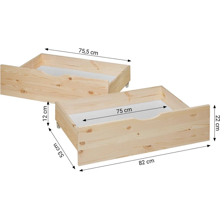 Holzbett 100x200 mit Bettkasten 2er Set Holzbettrahmen Palettenbett Einzelbett Bett Massiv Holz Jugendbett Gästebett Lattenrost – Bild 4