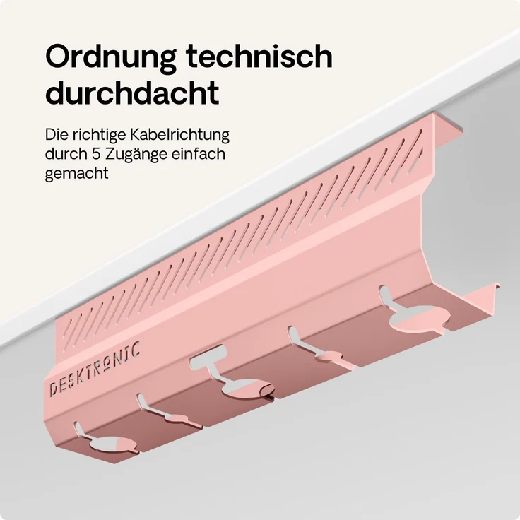 Desktronic Kabelkanal Schreibtisch, 2x43cm, Hochwertiger Stahl, Kabel Organizer für Kabelführung Rosa – Bild 4