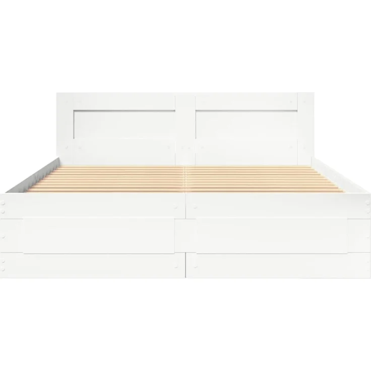 vidaXL Bettgestell mit Kopfteil ohne Matratze Weiß 120x190 cm 3295604 – Bild 4