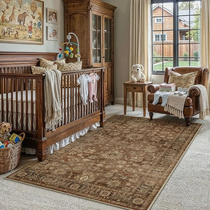 PURECOZY Teppich vintage-Stil, Kurzflor & Weich, waschbar & pflegeleicht, 120 x 180cm, Rechteckig, Höhe: 5 mm, geeignet für verschiedene Innenräume – Bild 3