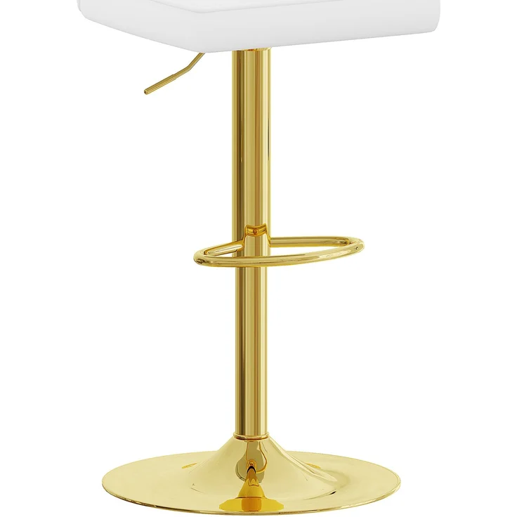 Höhenverstellbarer Barhocker im 2er-Set, 360° drehbar. Luxuriöser Barhocker im Weiß-Gold-Design aus wasserabweisendem PU-Leder, geeignet für Kücheninseln. Verschiedene Farben erhältlich.--Weiß + Gold--37x44x44.5cm--YOUDENOVA – Bild 10