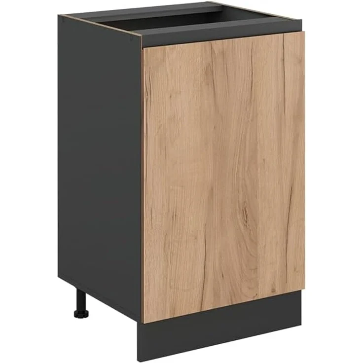 Vicco Küchenunterschrank R-Line, Goldkraft Eiche/Anthrazit 50 cm | 1 Tür · Ohne Arbeitsplatte · Höhenverst. Füße · 1 Einlegeboden · ✓ Frei kombinierbar – Bild 1