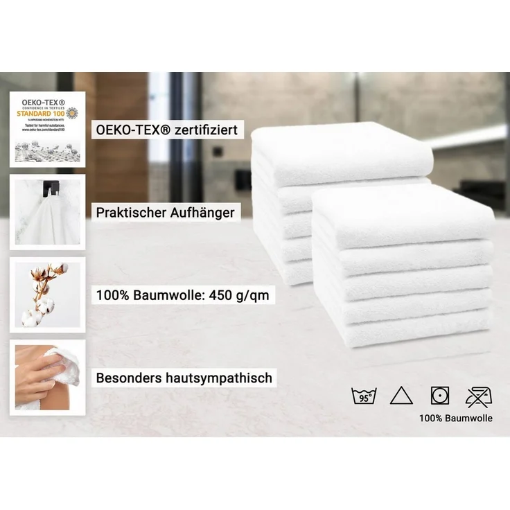 ZOLLNER Handtücher, Frottee (10-St), 50 x 100 cm, 100% Baumwolle – Bild 3