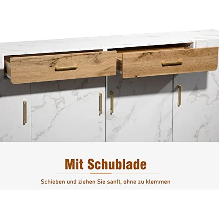 Ball & Cast Wohnzimmer Kommode mit Metallenen Griffen und 2 Schubladen - Für Schlafzimmer & Wohnräume, Weiß – Bild 10