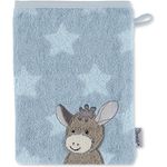 Sterntaler Waschhandschuh Esel Emmi, Größe: 21x15 cm, Mittelblau mit Sternen