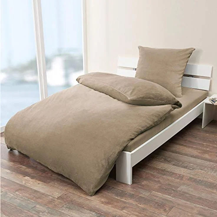 aqua-textil Bettwäsche Feelwell Bettgarnitur Thermo Fleece Flausch 4tlg. 135x200 cm taupe, Coral-Fleece, Mikrofaser, 4 teilig – Bild 5