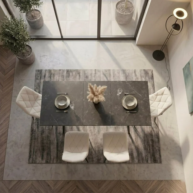 B&D home Essgruppe Mara & Vicka, (Set, 5-tlg, 1 Tisch / 4 Stühle), Esstisch ausziehbar bis 160cm für 4-6 Personen, Stühle in Samtstoff – Bild 4