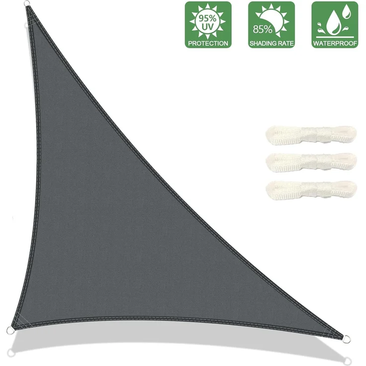 AXT SHADE Sonnensegel Wasserdicht Dreieck Rechtwinklig 3 x 3 x 4,25 m Wetterschutz Sonnenschutz PES Polyester mit UV Schutz für Terrasse Balkon Garten-Grau Anthrazit(Wir Machen Sondergrößen) – Bild 2