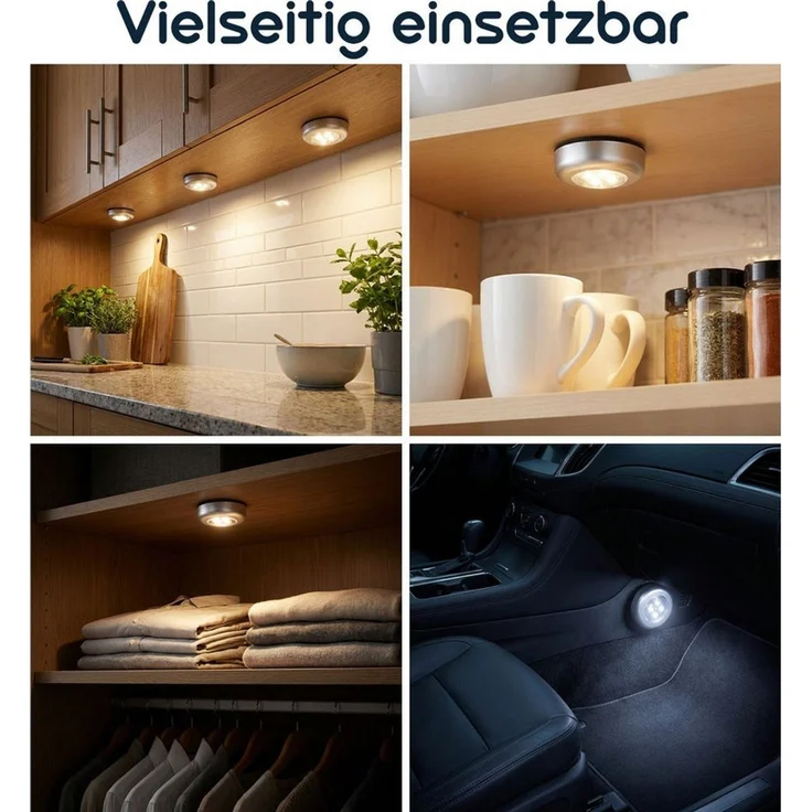 shop'n smile ideoon LED Unterbauleuchte mit Touch-Control, batteriebetriebene Schrankleuchten, selbstklebend - kabellose Push-Lights für Schränke – Bild 4