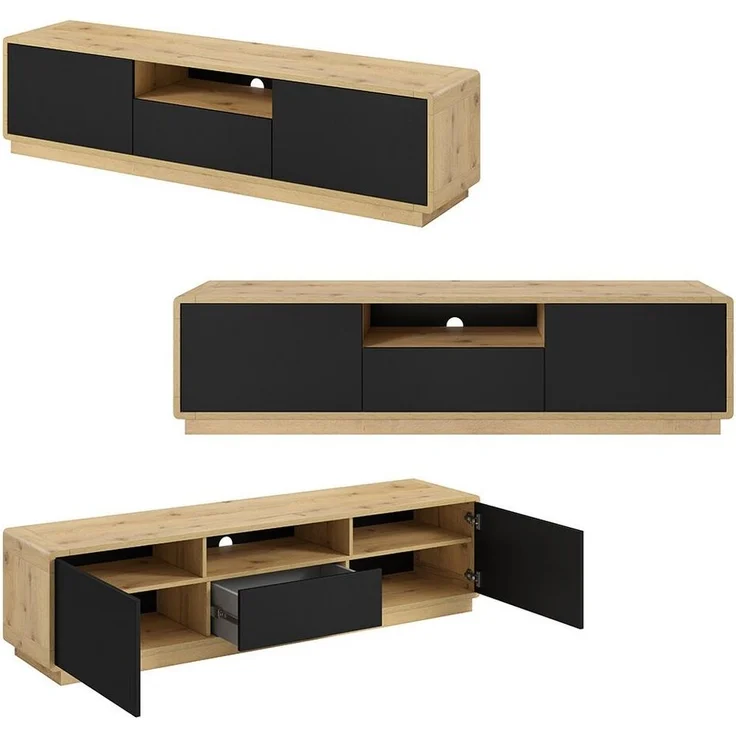 Lomadox Wohnzimmer-Set ALBANY-83, (Mega-Spar-Set, 5-St, 5-tlg), Taurus Eiche Nb. mit schwarz matt 423/181/40 cm – Bild 2