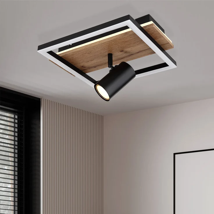 LED Deckenleuchte, Holzoptik, Hintergrundbeleuchtung – Bild 4