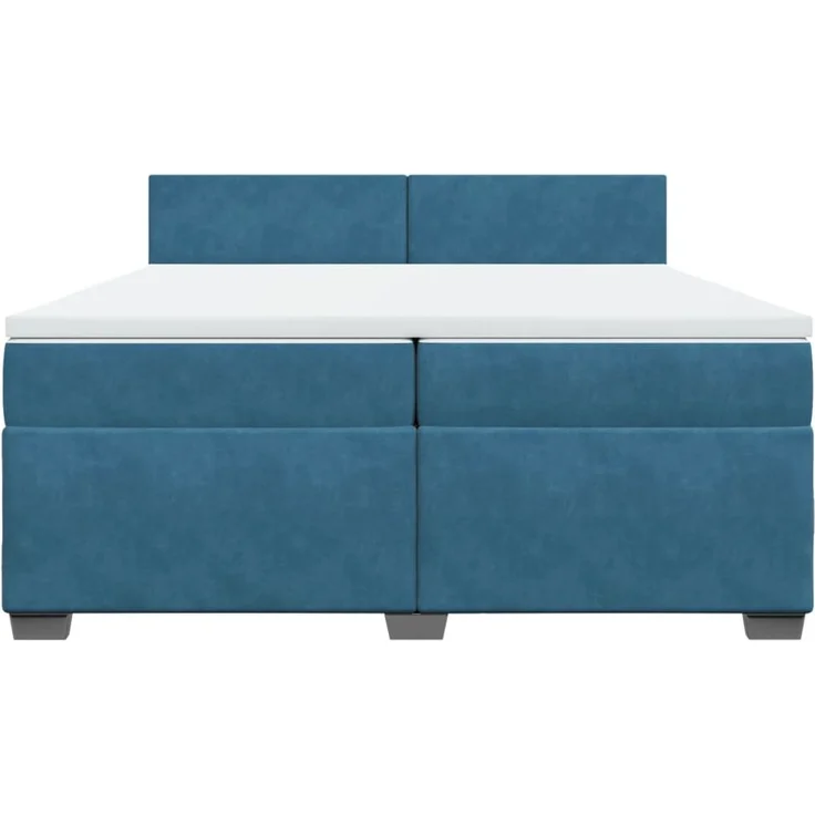 vidaXL Boxspringbett mit Matratze Blau 200x200 cm Samt 3288700 – Bild 2