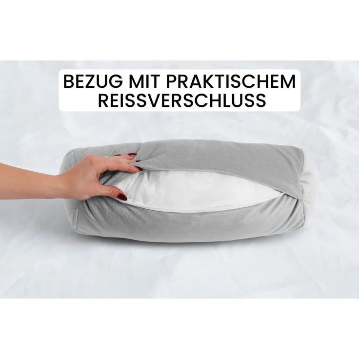Amilian Nackenrolle 15x40 cm mit Bezug - Kissenrolle - Bettrolle - Nackenstütze, Nackenrolle mit Bezug, ideal als Sofakissen, Kissen, Dekokissen, dekoratives Lagerungskissen für Sofa und Bett – Bild 3