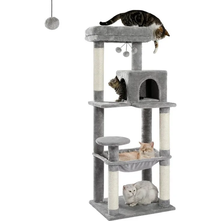 Purpurra Kratzbaum Katzenbaum mit Metall Plüsch Hängematte 116cm/ 143 cm
