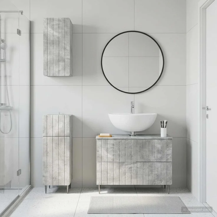 vidaXL 3-teiliges Badezimmer-Schranksystem ZWOLLE Betongrau 3417759 – Bild 1