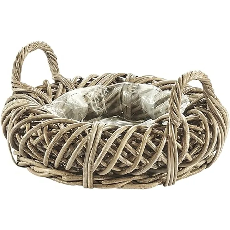 Kobolo Pflanzkübel Pflanzschale aus Rattan - Kubu grey mit Folie