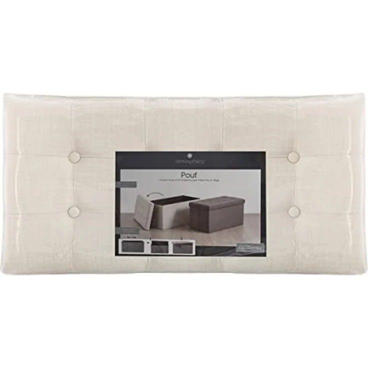 Atmosphera - Lysandre Beige 2-Sitzer Klappbank mit Stauraum - 76 x 38 x 38 cm, gepolsterter Sitz - Für Wohnzimmer, Schlafzimmer, Flur – Bild 4