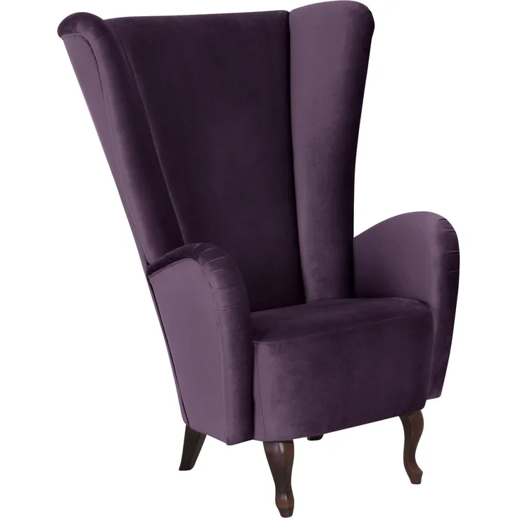 Hochlehnsessel Kailey Bezug Samtvelours Buche nussbaum dunkel / purple 21189