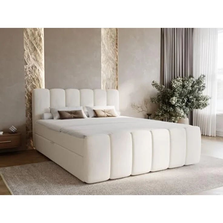 GRAINGOLD Boxspringbett Cloud 160x200, Beige (Royal 02), inkl. Matratze, Topper und Bettkasten, Taschenfederkern und hochelastischer Schaumstoff – Bild 1