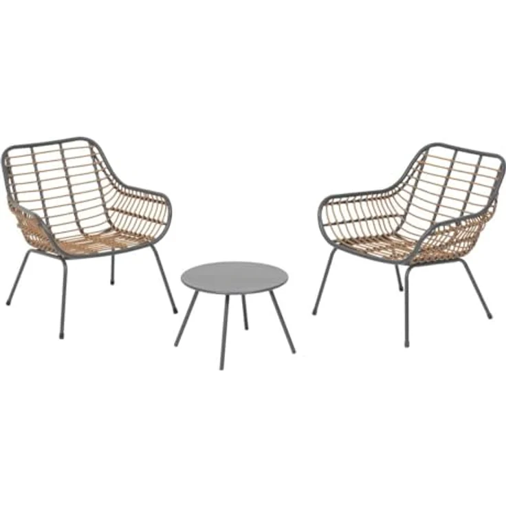 Hespéride – Paopao 3-teiliges Duo-Gartenlounge-Set – Graphit, Kunstharz, korrosionsbeständiger Stahl, inklusive Kissen – Für Balkon, Terrasse, kleine Flächen – Bild 3