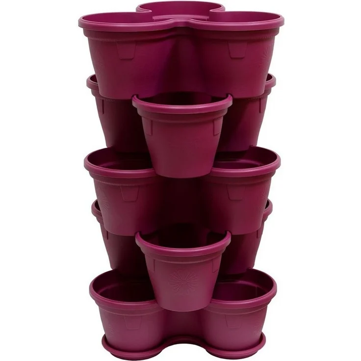 Engelland Blumenständer Säulentopf, Hochbeet, Kräuterbeet (Vorteils-Set, 5 St, 11 Liter Fassungsvermögen je Ebene), fallsicher, UV-beständig, stapelbar, platzsparend, robuster Kunststoff – Bild 5