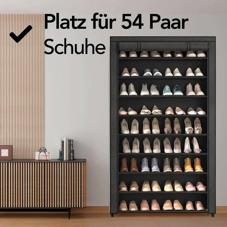 Brixy Schuhregal XXL - 9-Lager Schuhschrank - Bis zu 54 Paar Schuhe - 160x100x28cm - Schwarz, blacks, 100 x 28 x 160 cm – Bild 8