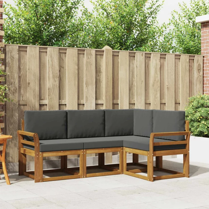 vidaXL Outdoor-Sofagarnitur mit Kissen 4 pcs Natur und Anthrazit 3366325 – Bild 1