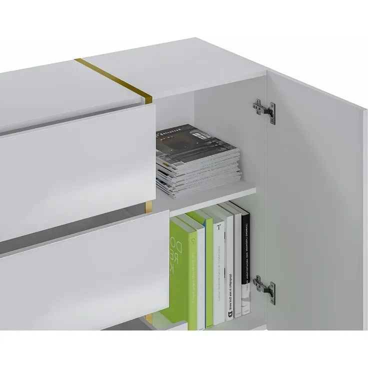 Vente-unique - MARZIALO Sideboard Holz, Platte WeißGoldfarben - B 41 cm x H 87,2 cm x L 158 cm – Bild 6