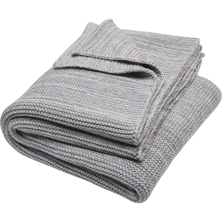 Bio Kuscheldecke 100% Bio-Baumwolle (kbA) GOTS zertifiziert, Hellgrau-Elfenbein, 150x200 cm – Bild 1