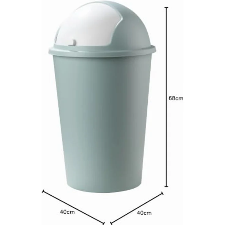 Home4You Mülleimer Abfalleimer, 50 Liter, Pastellgrün, Kunststoff, mit Schiebedeckel – Bild 5