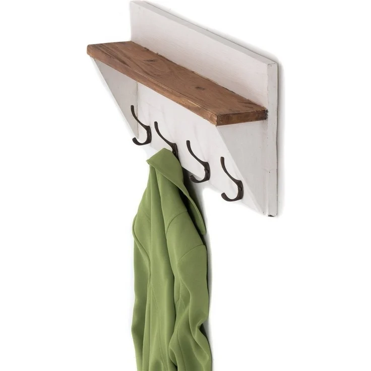 DESIGN DELIGHTS Wandgarderobe WANDGARDEROBE MIT REGAL "VINTAGE", 60x26cm (BxH), Kleiderhaken, Fa – Bild 3