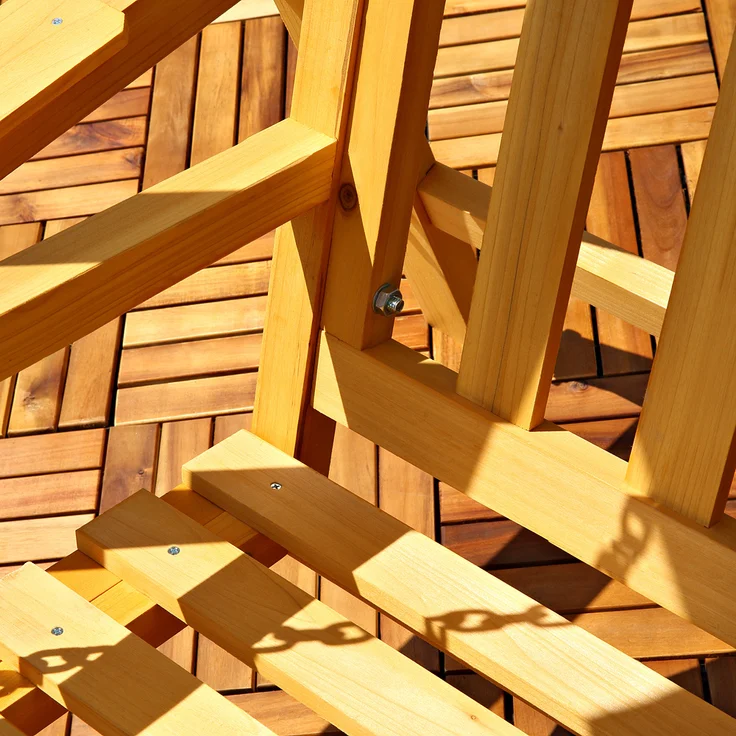 Hollywoodschaukel Natur/Beige Holz Gartenbank Outdoormöbel Hängeliege Sonnendach – Bild 5