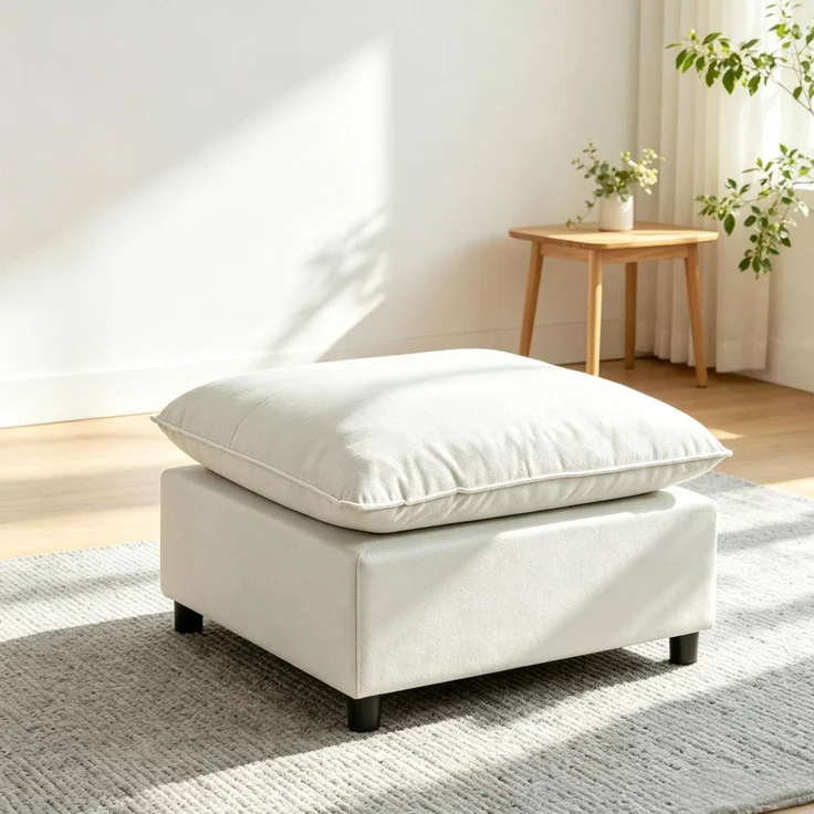 Quadratischer Fußhocker mit Schaumstoffpolsterung, 75x75x40 cm, Grau – Bild 3