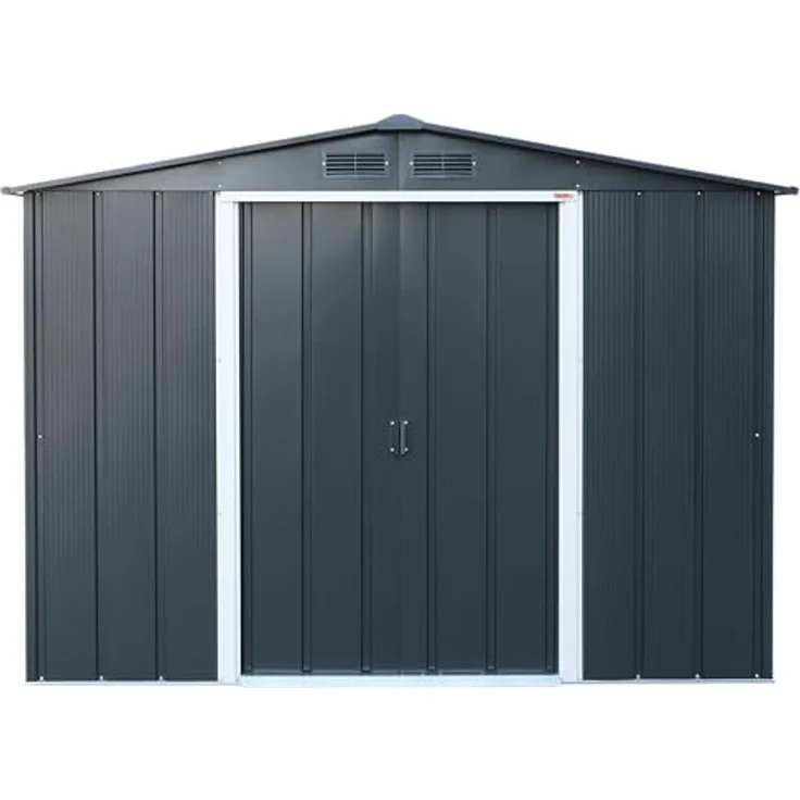 Duramax ECO 8x8 (5.89 m²) Metallgerätehaus, feuerverzinktes Metall gerätehaus - Geräteschuppen, verstärkte Dachkonstruktion, wartungsfreier und wetterfester Metallschuppen, Anthrazit – Bild 8