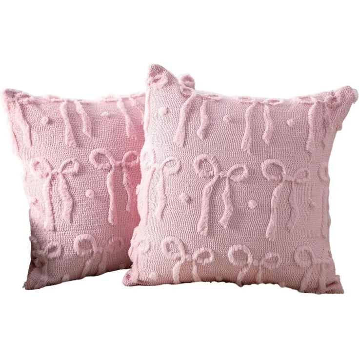 CLTYQ Kissenbezug Dekorative Kissenbezüge mit Schleife, Weihnachtskissenbezüge 45x45 cm, (2 Stück), weicher Plüsch, für Bett, Sofa, Couch, Wohnzimmer – Bild 5