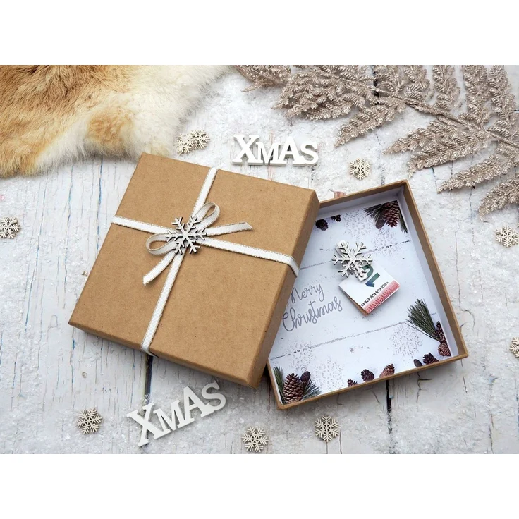 ZauberDeko Geschenkbox Geldgeschenk Verpackung Weihnachten Schneeflocke Silber Weiß Natur – Bild 3