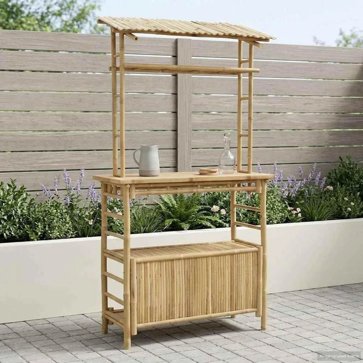 vidaXL Outdoor Bartisch Natur 110 x 50 x 210 cm Bambus 42028062 – Bild 2