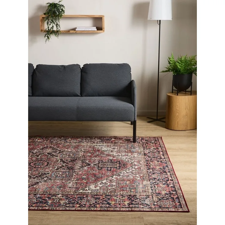 Interiyou Teppich Gent, Rechteckig, Höhe: 5 mm, Vintage Kurzflor für Wohnzimmer, Schlafzimmer, waschbar, pflegeleicht