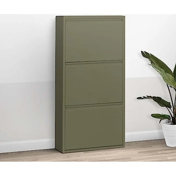 ebuy24 Pisa Schuhkipper, Grün, Metall, 50x106x16 cm, mit 3 Klappen für Schuhaufbewahrung in modernem Design – Bild 2