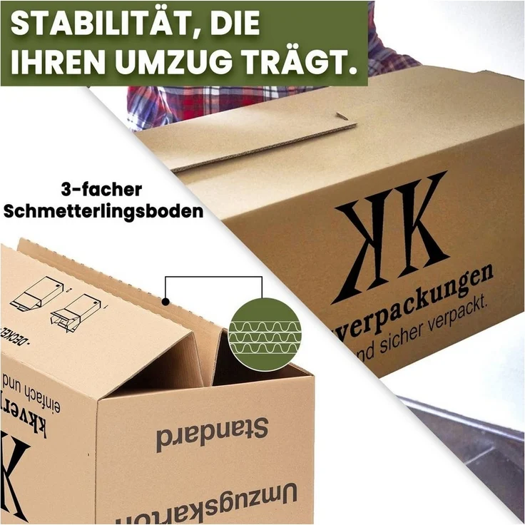 KK Verpackungen Aufbewahrungsbox (Spar-Set, 25 St, 25er-Set), Umzugskartons Umzugskiste Bücherkarton in Basicqualität Braun – Bild 2