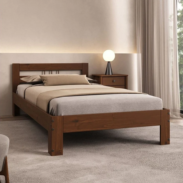 IDIMEX Massivholzbett THEO, Massivholzbett mit Kopfteil 100x200 cm aus kiefernholz- kastanie – Bild 1