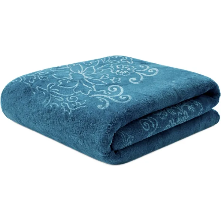 Kuscheldecke 160x220 cm - XXL Decke mit Muster, Blau