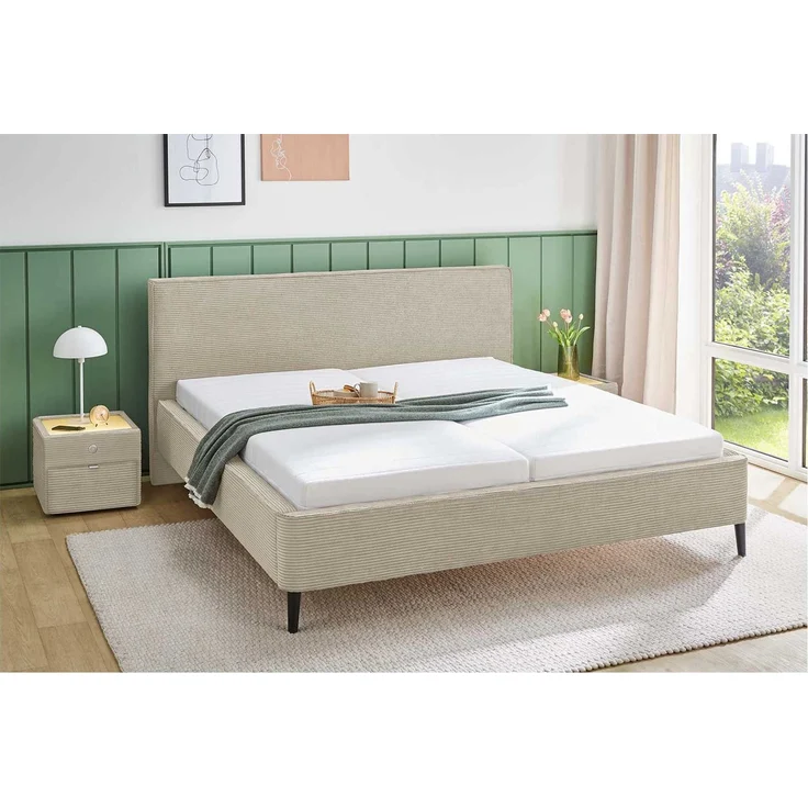 Polsterbett Liane / Lisa, Stoff, Beige, 202 x 101 x 221 cm – Bild 2
