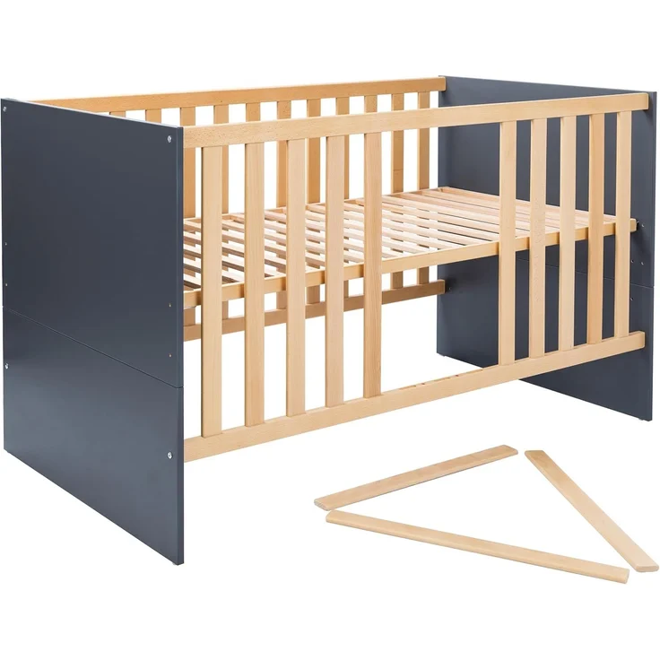 Kinderbett 70 x 140 cm inkl. Lattenrost »Alessio«, (B/H/T): 143/84/76 cm Anthrazit / Artisan Oak, Arthur Berndt – Bild 4