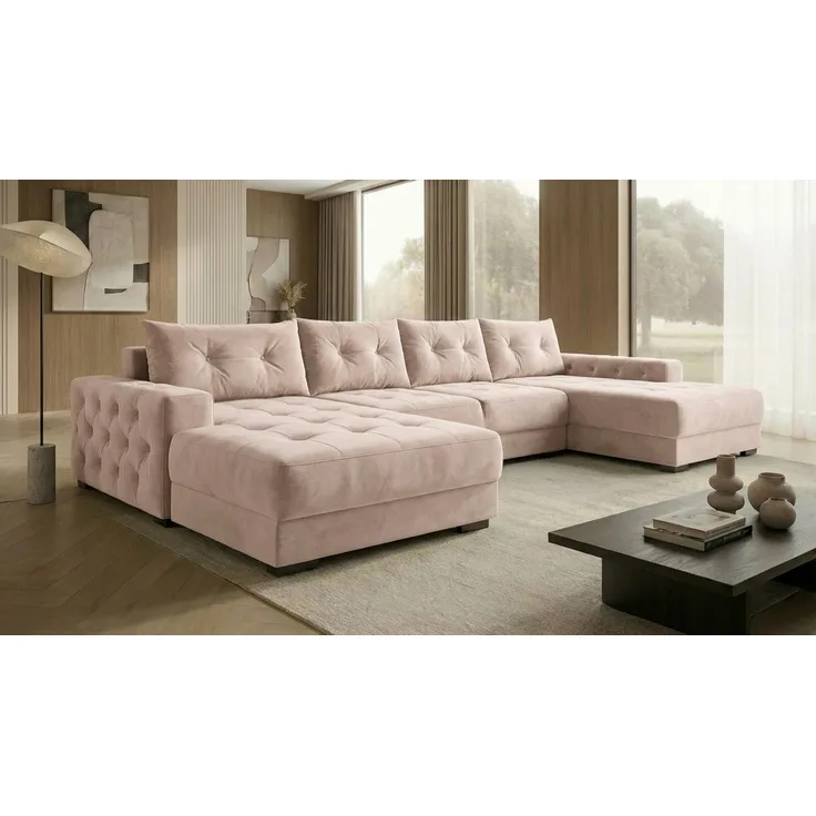 Ecksofa MODENA 320 cm x 185 cm – Stoff: VELUTTO Beige 2 Farbe: Beige